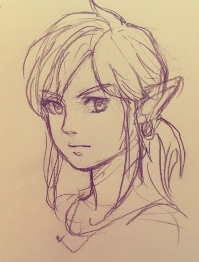 Easy Link Drawing, Link Sketch Legend Of Zelda, Zelda Sketch Easy, Zelda Doodles Easy, Easy Zelda Drawings, Legend Of Zelda Drawings Easy, Legend Of Zelda Doodles, Zelda Art Drawing, Link Drawing Sketches