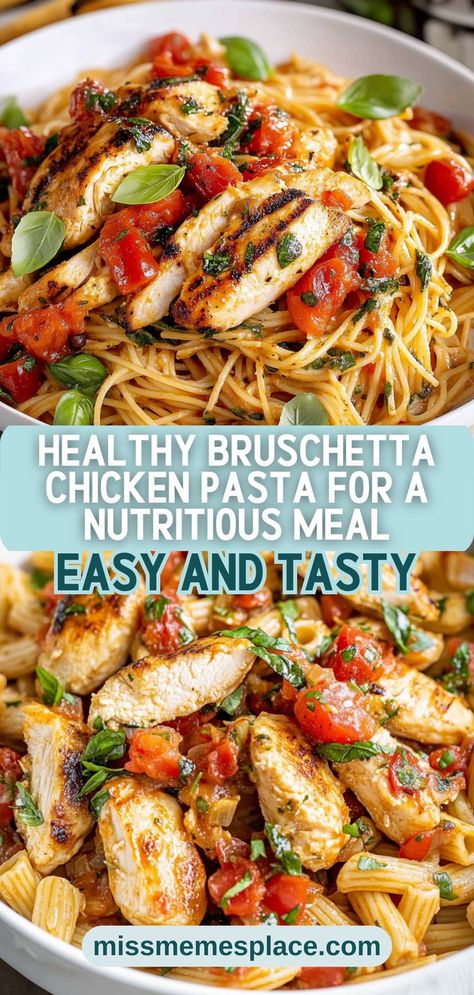 Healthy Bruschetta, How To Make Bruschetta, Chicken Bruschetta, Whole Grain Pasta, Bruschetta Chicken Pasta, Bruschetta Chicken, Pasta Dinner Recipes, Healthy Food Dishes, Chicken Pasta Recipes