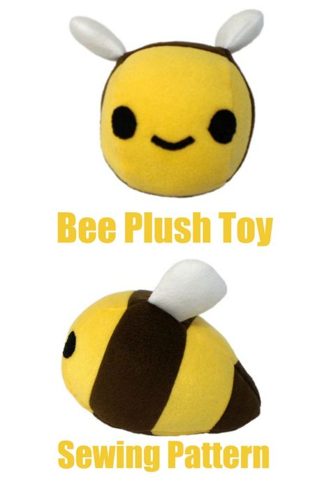 Bumble Bee Sewing Pattern Free, Insect Plush Pattern, Bumble Bee Sewing Pattern, Bee Stuffed Animal Sewing Patterns, Bee Plush Sewing Pattern, Bumble Bee Plush, Bee Sewing Projects, Easy Sew Plushies, Bee Plushie Pattern