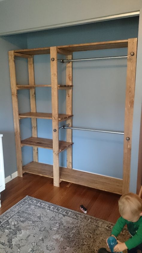 dfAna White | Baby Ray's New Closet! - DIY Projects Diy Kast, Wood Closet Shelves, Diy Wardrobe, New Closet, Build A Closet, Diy Furniture Bedroom, Diy Holz, Closet Shelves, Diy Closet