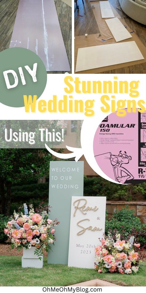 Wedding signs are a great opportunity to set the tone for your wedding, so why not DIY them to wow your guests and personalize your wedding style? Follow my step by step tutorial for big, beautiful wedding signs on a budget! Signing Table Wedding Ceremony, Diy Welcome Sign Wedding, Diy Backdrop Ideas On A Budget, Wedding Picture Backdrop, Diy Wedding Signs Wood, Big Beautiful Wedding, Diy Wedding Welcome Sign, Diy Welcome Sign, Seating Chart Wedding Diy