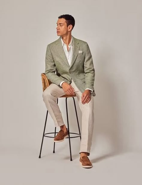 Coats and Jackets For Men - Hawes & Curtis Summer Outfits Men Elegant, Green Suit Men Casual, Men’s Linen Suits, Men’s Formal Wedding Attire, Men’s Suit Ideas, Men’s Fashion For Italy, Mens Summer Wedding Attire Guest Casual, Patterned Suits For Men, Coat Design For Men