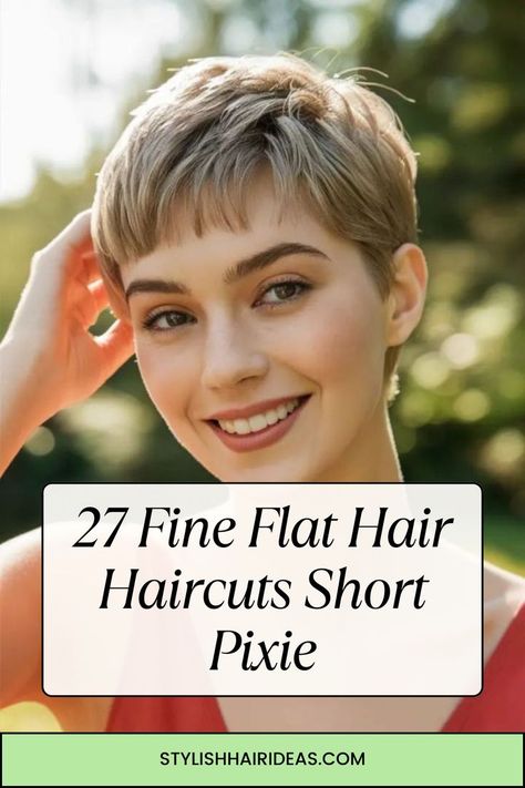 Fine hair, meet your perfect pixie cut! Check out 27 short pixie haircut ideas designed to add fullness, texture, and dimension to flat locks. Pixie Longer On Top, Short Hair With Side Parting, Short Feathered Pixie Haircut, Short Pixie Haircuts For Fine Thinning Hair, Flat Short Hair Haircuts, Short Pixie Fine Hair, Best Pixie Cuts For Fine Hair, Classy Pixie Haircut, Very Short Pixie Haircut Shaved Sides