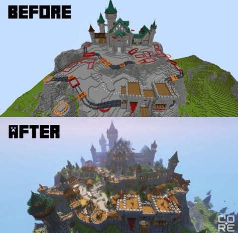 Minecraft Castle Layout, Minecraft Kingdom Layout, Kingdom Minecraft, Minecraft Medieval Castle, Minecraft Japanese House, Minecraft Castle Designs, Minecraft Kingdom, Ideas Para Minecraft, Minecraft Houses Survival