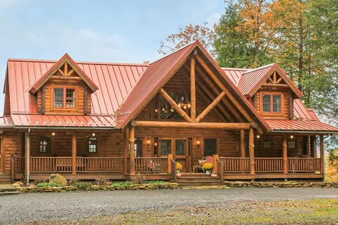 Barndominium Log Cabin, Hochstetler Log Homes, Log Cabin With Loft Floor Plan, Log House Plans 4 Bedroom, Log Homes With Wrap Around Porch, Lincoln Log House, Log Cabin Ranch Style Homes, Cabin House Floor Plans, One Story Log Homes