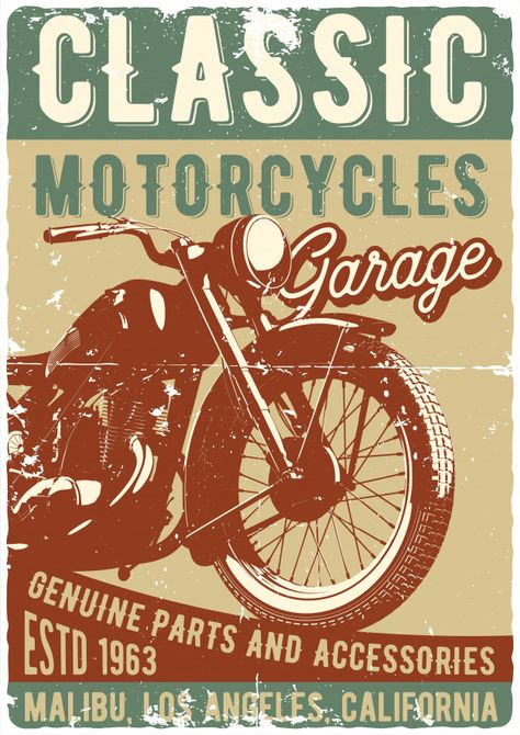 Vintage Motorcycle Posters, Vintage Logos, Motorcycle Logo, Bike Poster, Motorcycle Garage, Logos Ideas, Motorcycle Posters, Restaurant Logo, Vintage Logo Design