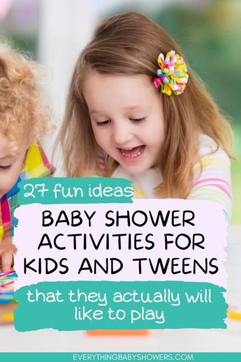 kids coloring with text that reads baby shower activities kids Budget Baby Shower Ideas, Family Time Activities, Easy Baby Shower, Budget Baby Shower, Pastel Palettes, Baby Shower Crafts, Baby Bingo, Simple Baby Shower, Baby Shower Activities