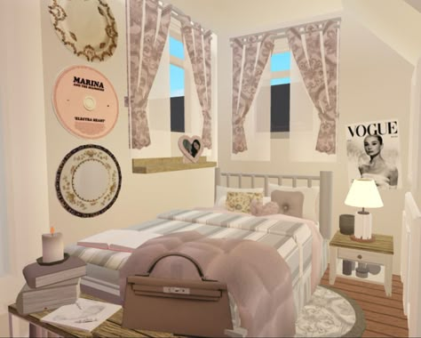 Bloxburg Girly Bedroom, Aesthetic Room Bloxburg, Pink Bloxburg Bedroom Ideas, Bloxburg Room Hacks, Bloxburg Room Inspo Aesthetic, Aesthetic Bloxburg Room Ideas, Aesthetic Bloxburg Rooms, Bedroom Inspirations Bloxburg, Diy House Plans Bloxburg