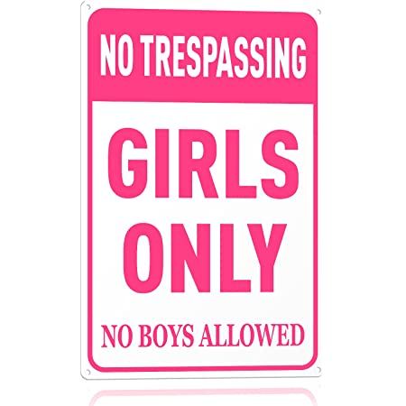 Girls Bedroom Sign - Funny No Trespassing Girls Only Metal Tin Sign Wall Decor Pink No Boys Allowed Bedroom Door, 8 x 12 inch Get Out Of My Room Sign, Cute Bedroom Door Signs, Signs To Put On Your Bedroom Door, Aesthetic Door Decor, No Boys Allowed Sign, Room Door Signs, Girls Room Sign, No Boys, Teen Room Designs