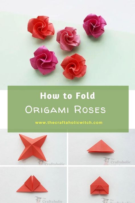 How to Make Easy Origami Roses How To Make A Origami Flower, Tiny Origami Flowers, How To Make A Paper Rose Step By Step, How To Make Sticky Note Flowers, Paper Roses Diy Easy Step By Step, Origami Tutorial Step By Step Flowers, Post It Note Origami Flower, Sticky Note Roses, How To Fold Paper Flowers