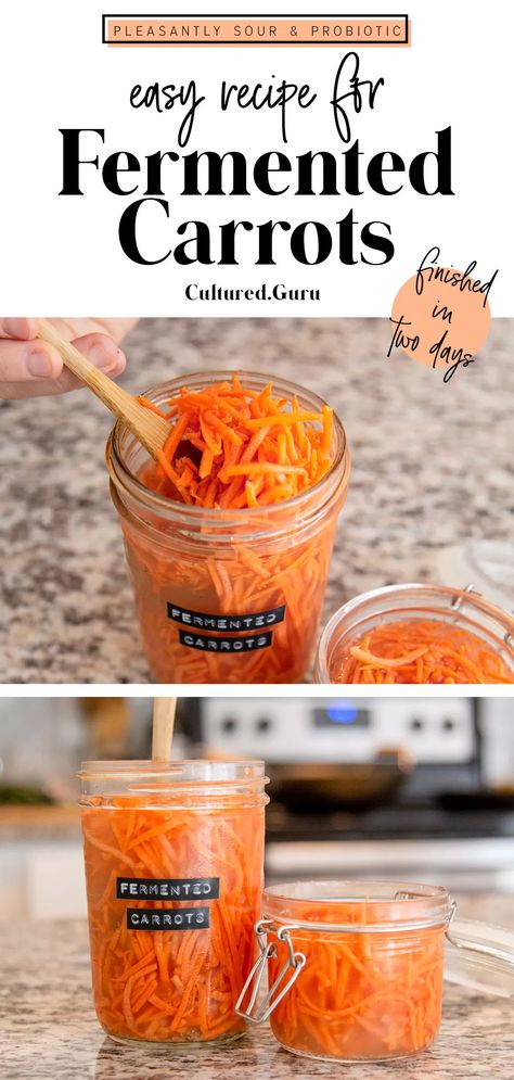 Fermenting Carrots, How To Make Fermented Foods, Quick Pickled Carrots, Fermented Carrots, Good For Gut Health, Fermented Vegetables Recipes, Quick Pickle, Pickled Vegetables Recipe, Carrot Slaw