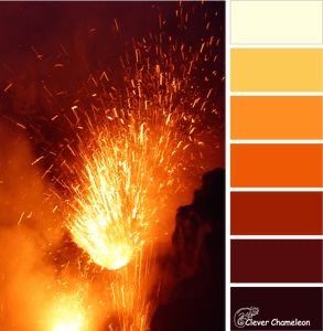 Volcano Color Palette, Fire Color Palette, Color Palette Paint, Firework Colors, New Project Ideas, Chameleon Color, Color Explosion, Forest Color, Purple Fire