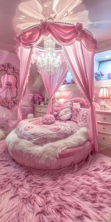 Bold Wall Colors, Girly Pink Bedroom, Fancy Bedroom, Dream Bedroom Inspiration, Colorful Bedding, Pink Bedroom Decor, Pink Room Decor, Dream Apartment Decor, Girly Room