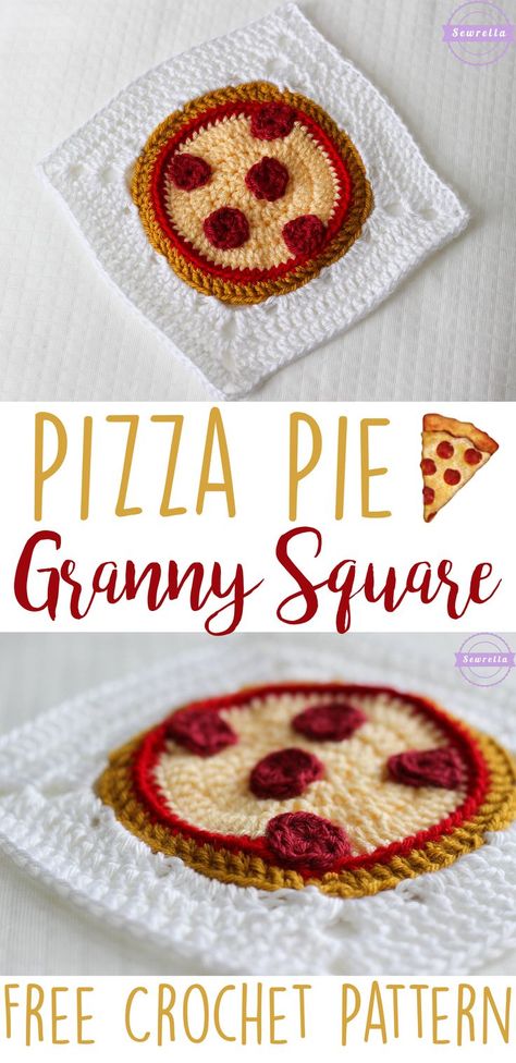 Pizza Pie Crochet Granny Square | No comment on this one other than you definitely need to make this for a unique blanket Crochet Granny Square Free Pattern, Pie Crochet, Granny Square Free Pattern, Giant Blanket, Squares Blanket, Granny Square Pattern, Confection Au Crochet, Pizza Pie, Crochet Blocks