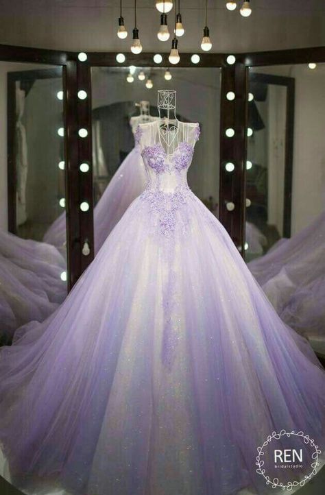 Lavendar Wedding Dresses, Wedding Dress With Purple Accents, White And Purple Wedding Dress, Purple Wedding Dress The Bride, Purple And White Wedding Dress, Light Purple Wedding Dress, Purple Princess Dress, Lavender Wedding Dress, Purple Wedding Dress