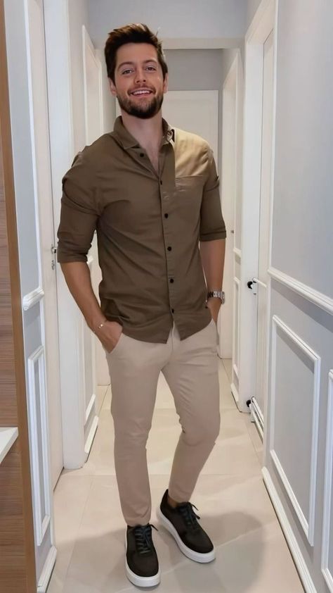 Formal Shirt Outfit For Men, Khaki Shirt Outfit For Men, Formal Mens Fashion Office, Khakis Outfit Men, Casual Outfit For Office, Dressy Casual Men, Shirt Outfit Men Formal, Fashion Outfits For Men, Outfit For Office