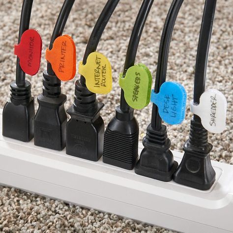 Oval Cable Labels: adjustable, color-coded tags that let you instantly identify computer cables, TV cords, wires and more. Cable Management Diy, Cable Labels, Gadgets Électroniques, Tv Cords, Organizing Wires, Tool Organizers, Electrical Cord, School Supply Labels, Cable Storage