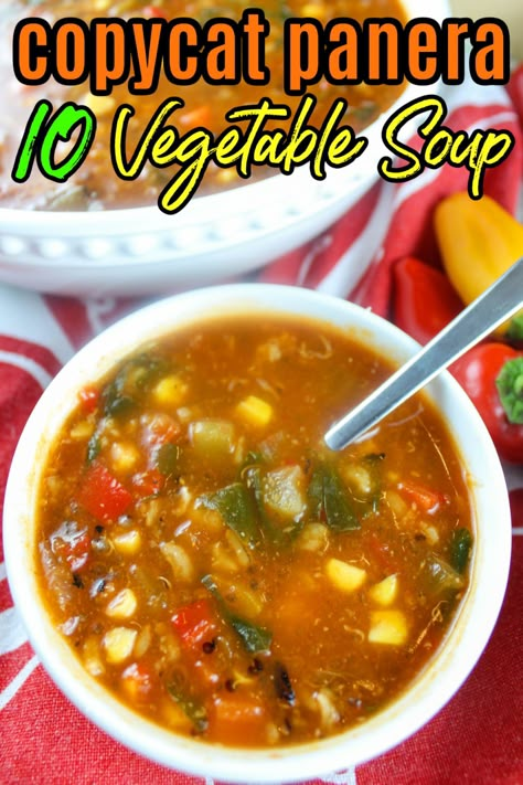 Best Veggie Soup Recipes, Best Vegetable Soup Recipes Ever, Copycat Panera Soups, Tasty Vegetable Soup, Loaded Vegetable Soup, Panera Vegetable Soup, Panera Vegetable Soup Recipe, Ten Vegetable Soup, Panera 10 Vegetable Soup