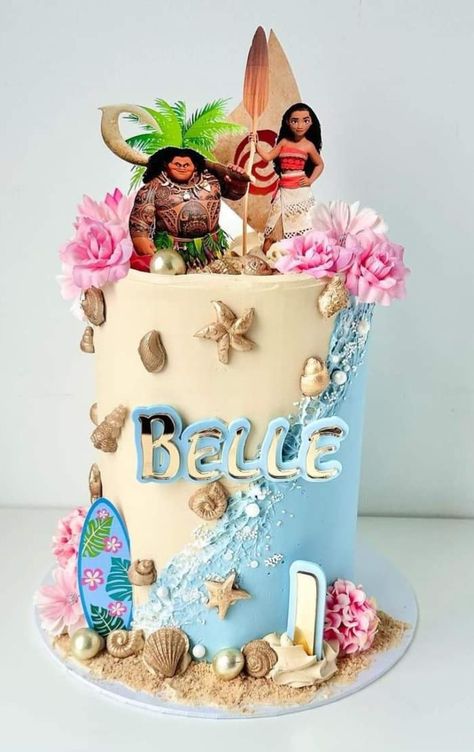 Moana Cakes Ideas, 2 Tier Moana Birthday Cake, Moana 2 Cake, Moana Bday Cake, Moana Birthday Cake Ideas, Moana Cake Ideas, Mohana Cake, Moana Themed Cake, Moana Cake Design