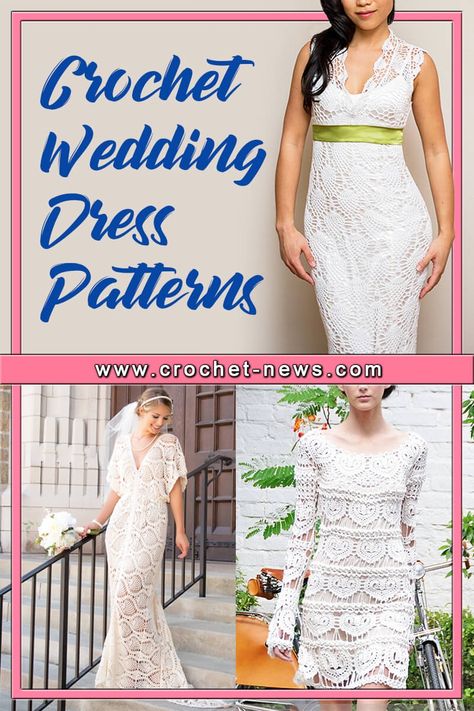 Are you looking for something a little different for your wedding dress? Forget about silk and chiffon — embrace crochet for your big day with these crochet wedding dress patterns. Call it a true labor of love! Wedding Dresses Crochet Pattern, Wedding Dress Knitting Pattern, Wedding Dress Crochet Pattern Free, Crochet Wedding Table Decor, Lace Dress Crochet Pattern, Crochet Gown Pattern Free, Crochet Wedding Veil Pattern, Knitted Wedding Dress Pattern, Crochet Wedding Dress Free Pattern