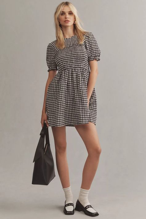 Maeve Puff-Sleeve Babydoll Mini Dress | Anthropologie Babydoll Dress Outfit, Thanksgiving Dresses, Elegant Evening Gowns, Thanksgiving Dress, Babydoll Mini Dress, Fall Wedding Guest Dress, Soft Dress, Early Fall Outfit, Unique Styles