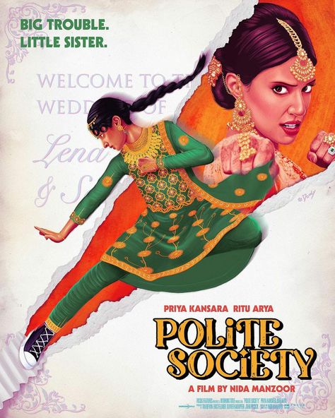 Society Poster, Polite Society, Vintage India, Film Posters, Little Sisters, Series Movies, On Tumblr, Movie Tv, Tv Shows