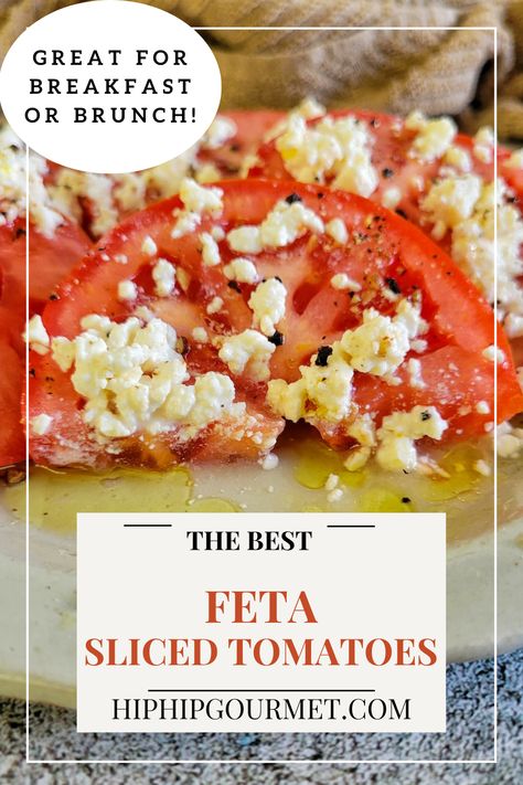 sliced tomatoes with olive oil, black pepper, and crumbled feta cheese on a plate Recipes With Crumbled Feta, Crumbled Feta Recipes, Recipes Using Feta Cheese Crumbles, Feta Cheese And Tomato Recipes, Feta Cheese Recipes Healthy, Tomatoes And Feta Cheese, Tomato Snacks, Light Side Dishes, Tomato And Feta