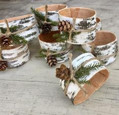 Birchwood Decor for the Holiday Home| Holiday Decor, Birchwood Holiday Decor, Christmas Decor, Christmas Decor DIYs, Decorating with Birchwood, Birchwood Crafts Birch Bark Christmas Decor, Rustic Christmas Napkin Rings, Hay Fork Decor Ideas, Crafts Using Birch Bark, Winter Napkin Rings, Birch Christmas Decorations, Birch Bark Crafts Diy Christmas Decor, Pinecone Napkin Rings, Pine Cone Napkin Rings