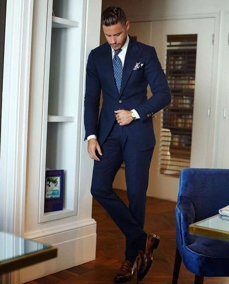 Tailored Suits – stylevane.com A Man In A Suit, Man In A Suit, Blue Suit Men, Blue Suit Wedding, Mens Fashion Smart, Navy Blue Suit, Fashion Suits For Men, Navy Suit, Custom Suit