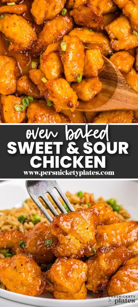 Baked Sweet & Sour Chicken Three Ingredient Sweet And Sour Chicken, Airfryer Sweet And Sour Chicken, Sweet And Sour Crispy Chicken, Sweet And Sour Chicken Casserole, Sweet And Sour Chicken Wings Baked, Baked Sweet Sour Chicken, Weight Watchers Sweet And Sour Chicken, Oven Baked Sweet And Sour Chicken, Sweet And Sour Chicken Bites