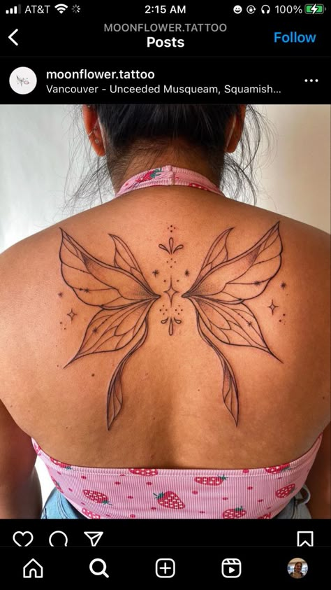 Fairy Wing Tattoos, Wing Tattoos On Back, Aries Tattoos, Horoscope Tattoos, Minimalistic Tattoo, Spine Tattoos For Women, Gorgeous Tattoos, Stylist Tattoos, Fairy Tattoo