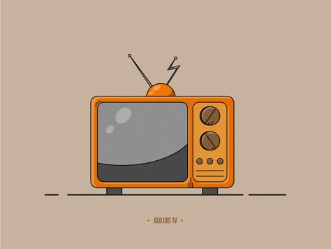 Old TV - illustration by Stefan Devai Old Tv Sketch, Tv Illustration Art, Old Tv Illustration, Old Tv Drawing, Tv Icon Aesthetic, Retro Tv Illustration, Watching Tv Illustration, Tv Graphic Design, Tv Doodle