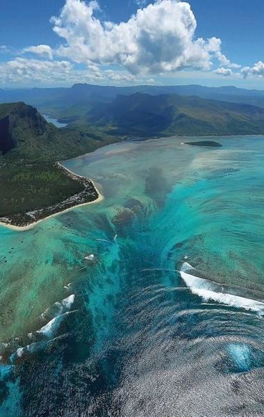 Underwater Waterfall, Mauritius Island, Zimbabwe, Zambia, Pretty Places, Mauritius, Places Around The World, Aerial View, Vacation Spots