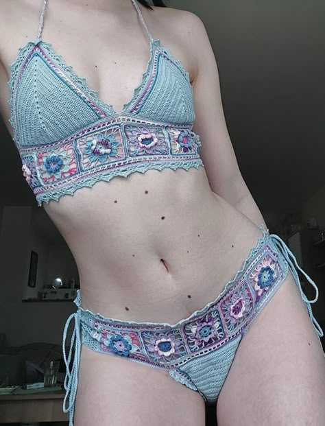 Hippy Swimwear, Grey Swimsuit, Handmade Bikinis, Crochet Bathing Suits, Crochet Swimsuit, Bikinis Crochet, Crochet Swim, Crochet Swimwear, Crochet Fashion Patterns