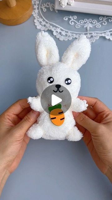 99K likes, 108 comments - paper.crafts.in on June 29, 2024: "Title: Make a Cute Little White Rabbit with a Square Towel for Your Child Hashtags: #parentchildcraft #handmadediy #towelcraft #cutecrafts #diytoys #creativecrafts #craftingwithkids #homemadetoys #familyfun #easycrafts". Washcloth Bunnies, Wash Cloth Animals, Rabbit Diy Ideas Bunny Crafts, Washcloth Crafts Diy, Teddy Bear Made From Hand Towel, Crafts Made With Toilet Paper Rolls, Face Cloth Bunny, Making Teddy Bear With Towel, Rabbit Towel Folding