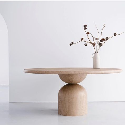 The Wood Room on Instagram: “Introducing the Bell Table to the USA. 🇺🇸 Handcrafted exclusively by @thewoodroom in Sydney Australia, this iconic dining table, designed…” Side Table Vignette, Japandi Center Table, Round Oak Dining Table, Drum Coffee Table, Custom Dining Tables, Wood Room, Dining Table Marble, Oak Dining Table, Wooden Table