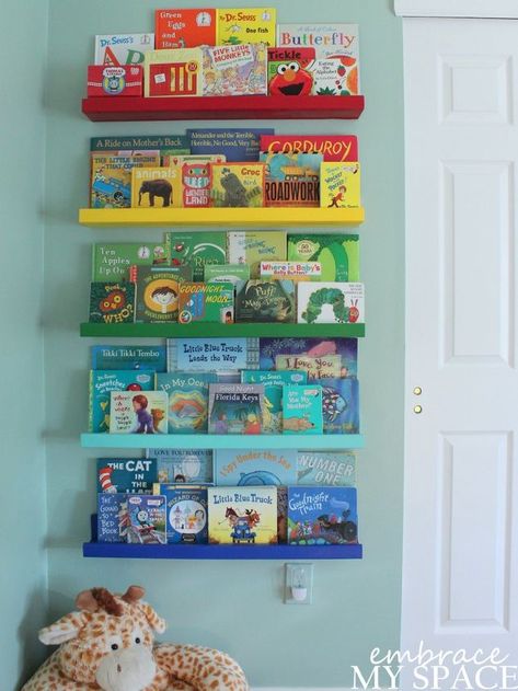 Book Ledges, Diy Declutter, Book Ledge, Diy Space Saving, Create Your Own Book, Rainbow Bedroom, Space Saving Hacks, Reading Diy, Diy Space