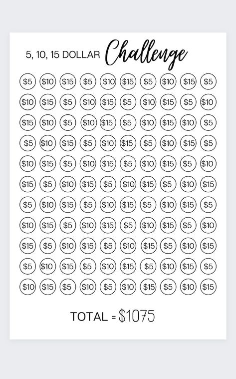 5,10,15 Dollar Money Challenge,money Saving Challenge Printable, Savings Challenge, Savings Tracker, Savings Planner, Printable PDF - Etsy Australia Small Amount Saving Challenge, Small Savings Challenge, Savings Challenge Printable Free, Save Money Challenge, Money Saving Challenge Printable, Saving Challenge Printable, Saving Money Chart, Money Chart, Money Planner