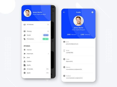 Profile & Menu Design - Mobile App by Shashank Tyagi | Creative Designer on Dribbble Mobile App Menu Design, Flutter App Design, User Profile Ui Design Mobile App, Profile Ux Design, App Profile Design, My Profile Template, App Menu Design, Menu App Design, Profile Ui Mobile