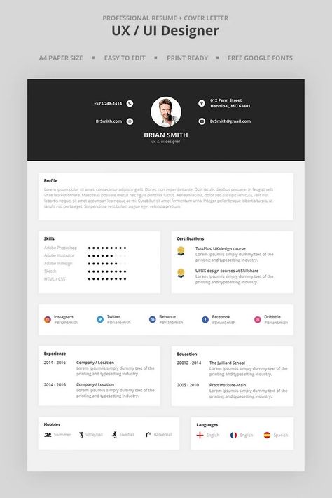 Ui Ux Designer Resume, Ux Designer Resume, Ux Resume, Designer Resume Template, Ui Ux Portfolio, Ui Ux Case Study, Login Ui, Onboarding Ui, Brian Smith