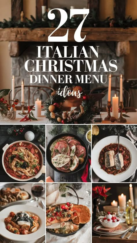 Discover amazing Italian dishes to make your Christmas dinner extra special. PIN or SAVE these recipes for your holiday meal plan! Easy Italian Christmas Dinner, Italian Dishes For Christmas, Yule Dinner Party, Christmas Menu Ideas Meals Main Dishes, Elegant Christmas Dinner Menu Ideas, Christmas Mains Recipes, Italian Xmas Dinner, Main Dish For Christmas Dinner, Best Christmas Eve Dinner Ideas