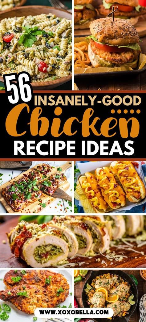 Chicken is the ultimate dinner staple. It is affordable and easy to cook and there are endless ways to prepare it. You can make it crispy, juicy, tender, or spicy. Bake it, grill it, fry it, or roast it. Tasty chicken dinner recipes like this are anything but boring! That’s why these 59 chicken recipes that are perfect for dinner. Chicken Meal Recipes Dinners, Main Dishes For Dinner Chicken, Chicken Recipes For Entertaining, Friday Chicken Dinner, Different Types Of Chicken Recipes, Impressive Chicken Recipes, Types Of Chicken Recipes, Gourmet Chicken Recipes Fancy, Fun Chicken Breast Recipes