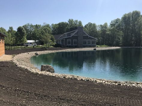 Big Fish Ponds Backyard, Farm Pond Ideas Large, Large Natural Pond Landscaping, Pond With Island In Middle, Big Pond Ideas, Large Pond Landscaping Ideas, Farm Pond Ideas, Pond Landscaping Ideas Large, Large Pond Ideas