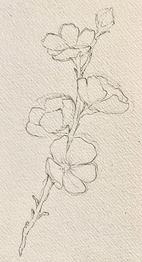 Flowers How To Draw, Drawing Inspo Flowers, Easy Floral Sketches, Flower Small Drawing, Natural Form Drawing Ideas, Marker Art Flowers Easy, Falling Petals Drawing, Drawing Ideas Easy Doodles Flowers, Easy Sketches Flowers