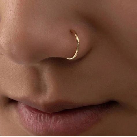 Gold faux hoop 3000 for both Trendy Nose Rings, Nose Piercing Ring, Cute Nose Piercings, Faux Nose Ring, Nose Ring Jewelry, Nose Piercing Hoop, Nose Piercing Stud, Nose Pins, Nose Earrings