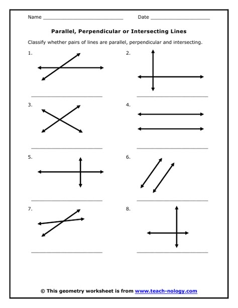 parallel, perpendicular, intersecting Lines Worksheet, Math Helper, Parallel And Perpendicular Lines, Perpendicular Lines, Line Math, Line Geometry, Angles Worksheet, Types Of Lines, Geometry Worksheets