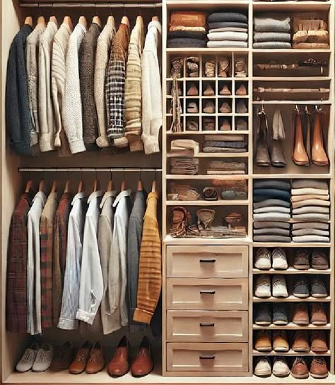 Tips for how to organize a small closet to get the most out of your available space. #closetorganization #smallclosetorganization #howtoorganize #organzingtips Closet Organization Ideas Aesthetic Long, Closet Organizing Ideas Bedroom, Closet With Shelves Organization, Clothing Shelf Organization, Suitcase Storage Ideas Closet, Wardrobe Organiser Ideas, Small Walking Closet Ideas, How To Organize Closet, Small Room Closet Ideas