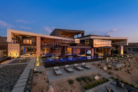 The Las Vegas Area’s Most Expensive Home Is Up For Sale Again — The Wall Street Journal Vegas House, Glass Wine Cellar, Contemporary House Exterior, Home Purchase, Modern Mansion, Expensive Houses, The Wall Street Journal, Henderson Nv, Saltwater Pool