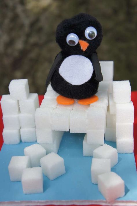 Penguin Birthday Party Games, Penguin Party Games, Penguin Stem, Artic Party, Penguin Themed Birthday Party, Igloo Cake, Birthday Penguin, Craft Birthday Party, Igloo Building