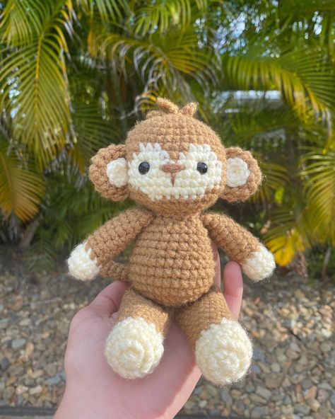 Crochet monkey!! I decided to use acrylic yarn this time and I love it!! 🐵🍌 Pattern by me!!! (it’s free) #crochet #crochetmonkey #crochetaddict #crochetersofinstagram #amigurumi #plushies #crochetplushies #smallbusiness #yeppoon Monkey With Banana, Crochet Monkey Pattern, Monkey Crochet, Learning Crochet, Amigurumi Plushies, Dad Presents, Crochet Monkey, Banana Pattern, Monkey Pattern